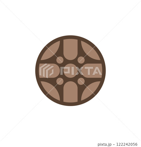 Circle with abstract pattern inside. Isolated vector illustration on white background. 122242056