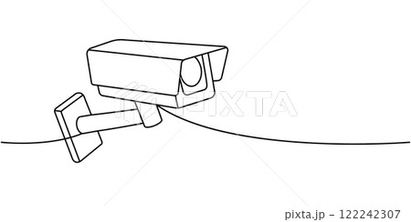 Video camera one line continuous drawing. Video surveillance. Vector illustration Video camera one line continuous drawing. Video surveillance. Vector illustration 122242307