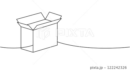 Package box one line continuous drawing. Carton delivery packaging box. Vector illustration. Package box one line continuous drawing. Carton delivery packaging box. Vector illustration. 122242326