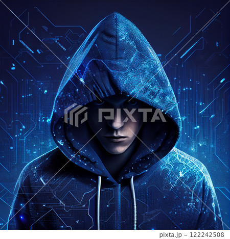 Hacker, programmer modern spy, illegal data search - AI Generated Image 122242508