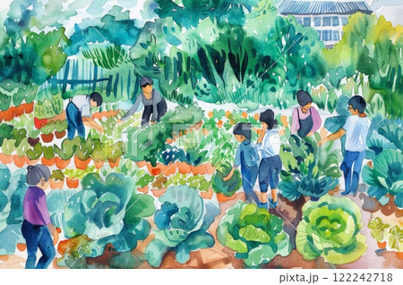 In a community garden, neighbors work together to cultivate diverse plants the shared space fosters unity, cooperation, and a love for nature as nurture vegetables, regenerative instead of sustainable In a community garden, neighbors work together to cultivate diverse plants the shared space fosters unity, cooperation, and a love for nature as nurture vegetables, regenerative instead of sustainable 122242718