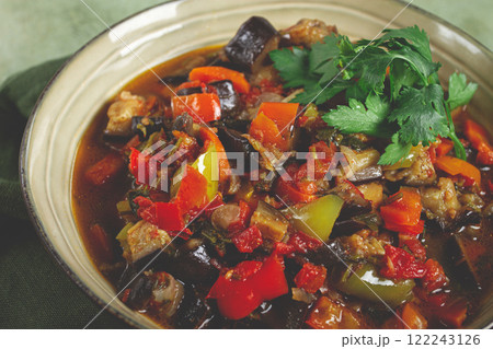 Ajapsandali, cold appetizer, vegetable stew, stewed vegetables, Caucasian cuisine, Ajapsandali, cold appetizer, vegetable stew, stewed vegetables, Caucasian cuisine, 122243126