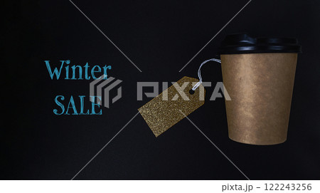 Cup with a tag on it that says Winter Sale 122243256