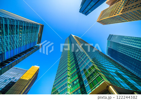 日本の東京都市景観 新風景。汐留シティセンターや電通など汐留の摩天楼を望む=1月23日 日本の東京都市景観 新風景。汐留シティセンターや電通など汐留の摩天楼を望む=1月23日 122244382