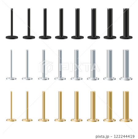 Metal gold poles with different diameters. metal columns. Steel pipes. Template design for urban advertising banners. Metal gold poles with different diameters. metal columns. Steel pipes. Template design for urban advertising banners. 122244419