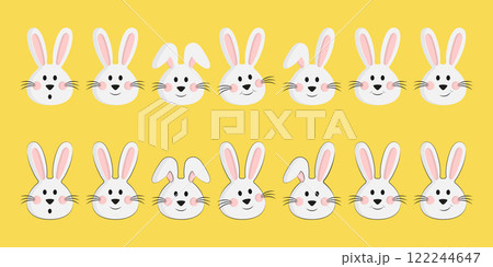 Cute hand drawn bunny set 122244647