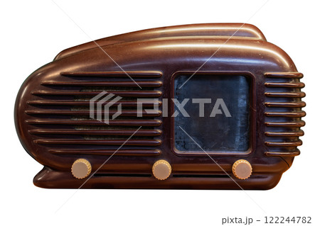 Retro brown radio with streamlined design Retro brown radio with streamlined design 122244782
