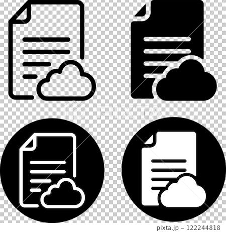 クラウド テキストファイル アイコンセット クラウド テキストファイル アイコンセット 122244818