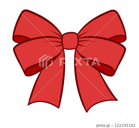 Red Bow doodle style. Hand drawn Trendy flat style cartoon isolated icon 122245182