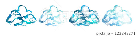 set of cloud objects. hand drawn. Not AI, Vector illustration 122245271