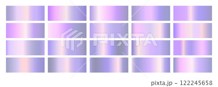 Shiny metal hologram texture purple gradient background set. Shiny spectrum holographic pink and violet gradation collection. 122245658