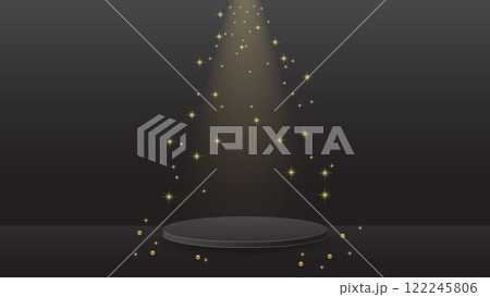 display podium black luxury gold modern presentation product background vector. stage empty dark design pedestal minimal showcase template space stand. studio mockup abstract light platform backdrop. 122245806
