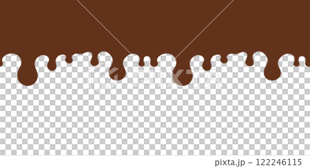 Seamless Chocolate Drip Border Design Minimalistic Abstract Brown and White Background for Creative Food Themes or Templates 122246115