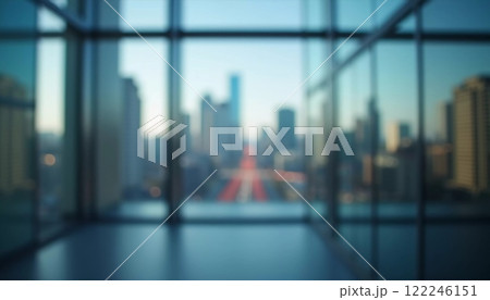 A blurred perspective showcases a modern city skyline through a glass wall during twilight, revealing the vibrancy and complexity of urban life. The fading light reflects city energy. Generative AI A blurred perspective showcases a modern city skyline through a glass wall during twilight, revealing the vibrancy and complexity of urban life. The fading light reflects city energy. Generative AI 122246151