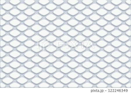 白い丸みを帯びた立体的なひし形のパネルが並ぶパターン背景 122246349
