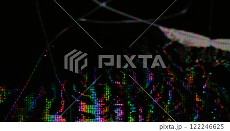 Cracked screen. Matrix deformation. Black liquid blur air bubbles under grainy screen surface. Vandal damage analog static glitch. 122246625