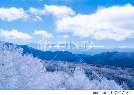 【冬素材】白銀の霧氷の風景【長野県】 122247185