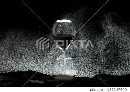 Sands Hourglass of time were running low; death crept closer with every passing second. Hourglass was about to empty; seize remaining moments, death was close on time management 122247440