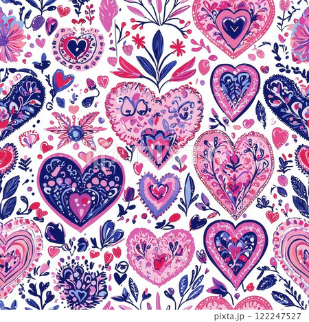 Boho Valentine s Day Ibiza Pattern Vibrant Romantic Design for Your Creative Projects, seamless Boho Valentine s Day Ibiza Pattern Vibrant Romantic Design for Your Creative Projects, seamless 122247527