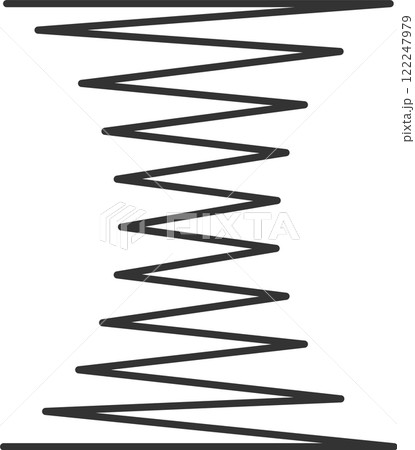 Metal spiral spring illustrating flexible coils and motor machine design, forming a linear silhouette against a white background, perfect for industrial concepts 122247979