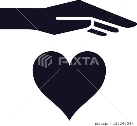 Hand protecting heart icon expressing themes of love, care, and wellbeing, symbolizing support, affection, and the importance of health in relationships and community connections 122248037