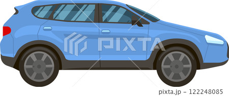 Generic light blue modern SUV car icon isolated on white background, side view, transportation vehicle, automobile, family car, driving, auto industry, car sale concept Generic light blue modern SUV car icon isolated on white background, side view, transportation vehicle, automobile, family car, driving, auto industry, car sale concept 122248085