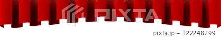 Realistic theatre stage decoration, dramatic luxurious scarlet silk velvet curtains creating a wavy border on white background, vector illustration set Realistic theatre stage decoration, dramatic luxurious scarlet silk velvet curtains creating a wavy border on white background, vector illustration set 122248299