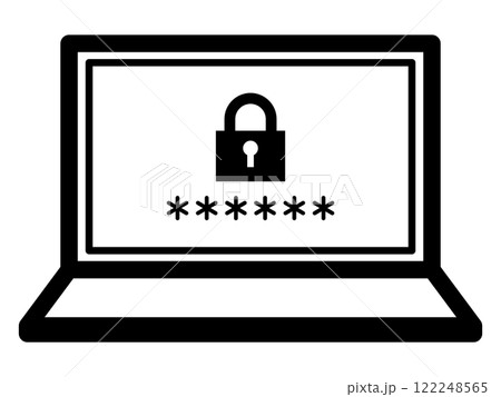 ノートパソコンのセキュリティ画面 122248565