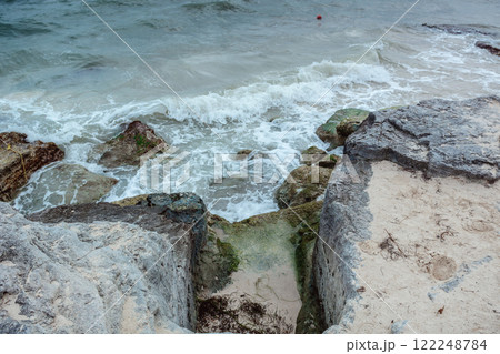 Sea shore on the Caribbean beach in the Zona Hoteleria in Cancun. Sea shore on the Caribbean beach in the Zona Hoteleria in Cancun. 122248784