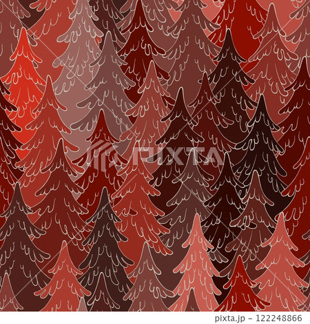 Seamless pattern of forest, endless repeating background with fir trees. 122248866