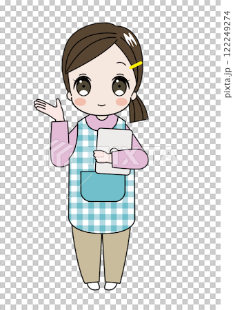 托兒所老師或幼兒園老師拿著電腦給予指導的插圖 122249274