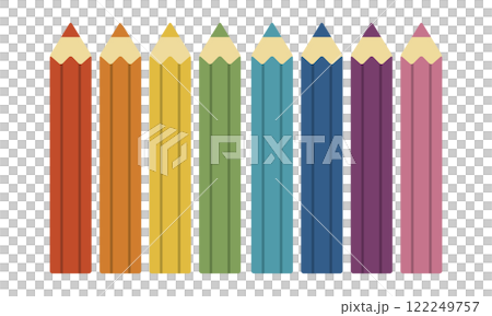 Set of 8 colored pencils / Aligned / Vector illustration 122249757