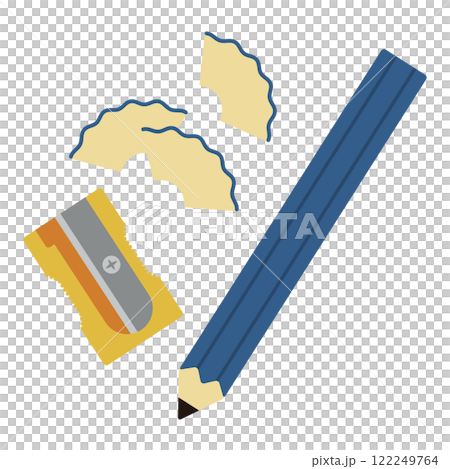 文具套裝/鉛筆、削鉛筆機、刨花/向量插圖 122249764