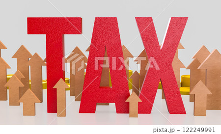 Red tax and arrow up for business concept 3d Rendering. Red tax and arrow up for business concept 3d Rendering. 122249991