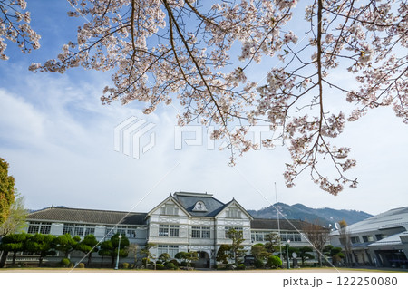 桜咲く木造校舎　岡山県真庭市「旧遷喬尋常小学校」 122250080
