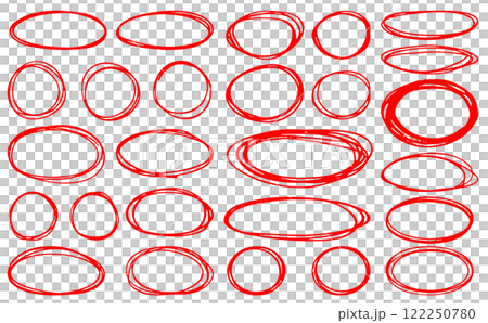 Freehand drawn circle illustration material - red Freehand drawn circle illustration material - red 122250780