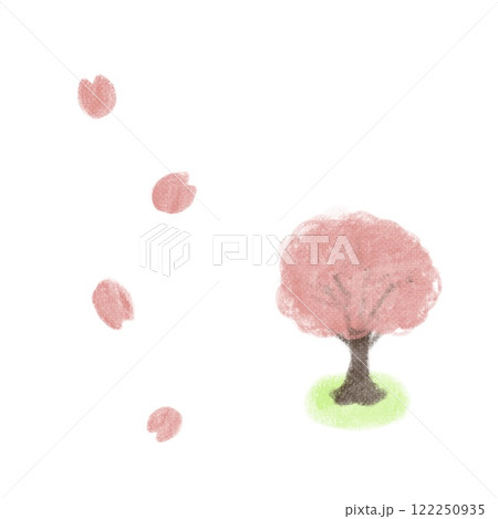水彩で描いたシンプルな桜のイラスト 122250935