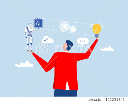 businessman connect plug with lightbulb idea to ai Artificial Intelligence. or processing chip into human brain with Light bulb development innovation concept vector businessman connect plug with lightbulb idea to ai Artificial Intelligence. or processing chip into human brain with Light bulb development innovation concept vector 122251341
