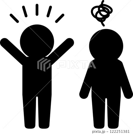 喜ぶ人物と落ち込む人物のアイコン 122251381