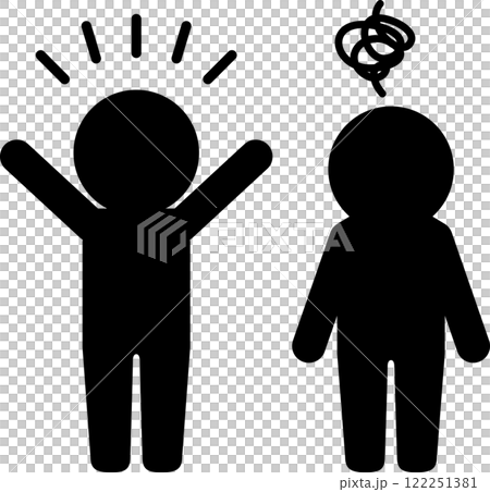 喜ぶ人物と落ち込む人物のアイコン 122251381