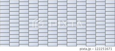 Seamless grey tile pattern. Rectangle ceramic tiled texture for bathroom wall, kitchen floor, pool surface. Repeating white mosaic grid background. Repeated light brick backdrop. Vector wallpaper 122251671
