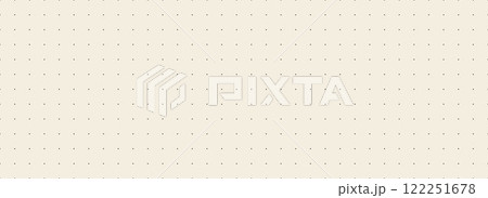Beige journal planer page with dotted square grid. Simple square graph paper texture. Retro bullet notebook pattern background. Repeated school math sheet wallpaper. Vector note paper template 122251678
