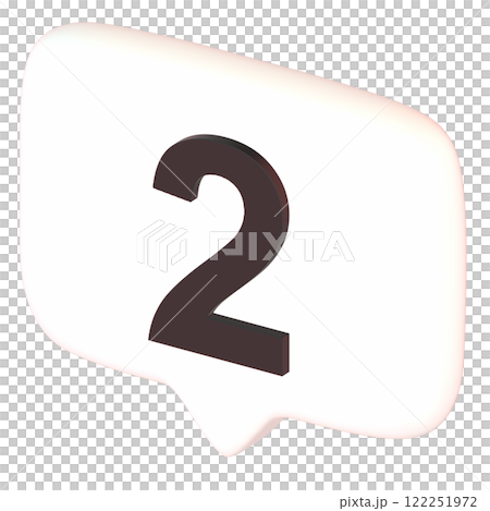 Number 2 speech bubble 3D icon (diagonal) 122251972