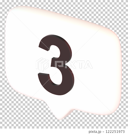 Number 3 speech bubble 3D icon (diagonal) 122251973