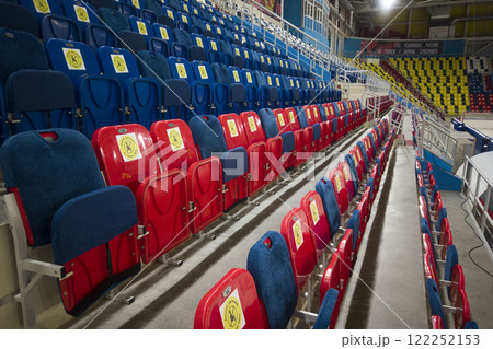 locked chairs at the stadium during the pandemic locked chairs at the stadium during the pandemic 122252153