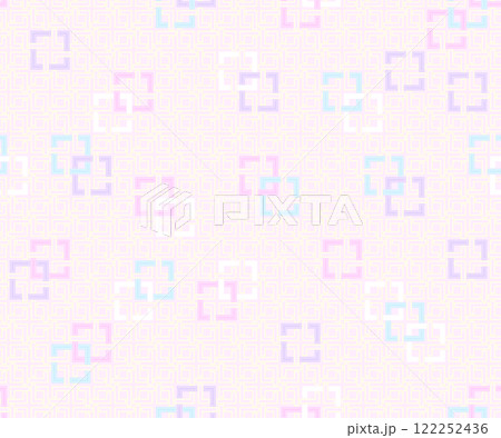 ランダム配置パステルカラーの角繋ぎ文様シームレス背景 122252436