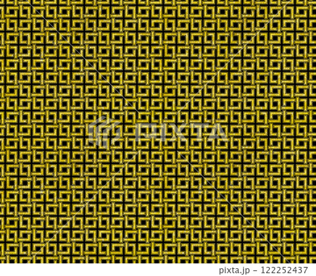 黒地に金色ラインの角繋ぎ文様シームレス背景 122252437