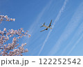 桜と飛行機と青空 122252542