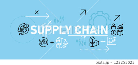 Supply Chain concept highlighting logistics management global distribution shipping strategy and cargo transport for business logistics and operational efficiency 122253023