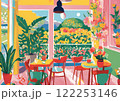 オシャレなカフェのテラス 122253146
